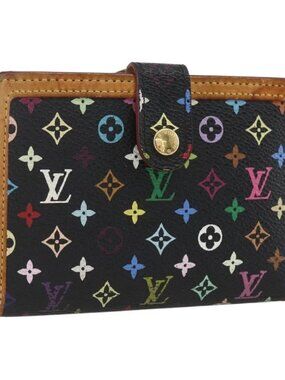LOUIS VUITTON Multicolor Portefeuille Viennois Wallet Black M92988 Auth 159599